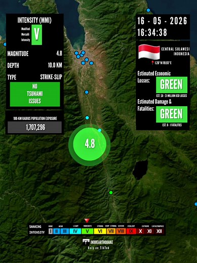 M 4.8 Earthquake Sigi, Central Sulawesi — May 16, 2026