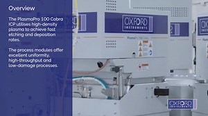 Learn all about the 'PlasmaPro 100 Cobra ICP-RIE', by Oxford Instruments! The PlasmaPro 100 Cobra ICP RIE system utilises a high-density inductively coupled plasma to achieve fast etch rates. The process modules offer excellent uniformity, high-throughput, high-precision and low-damage processes for wafer sizes up to 200mm, supporting a number of markets including, GaAs & InP laser optoelectronics, SiC & GaN power electronics/RF and MEMS & sensors. More Here: https://bit.ly/3Rxi9F0 #plasma #2Dma