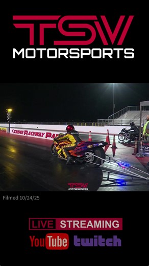🏍️ Pro Mod Bikes on Fire! 🔥 Left lane hits the light and never lets go. A solid drive all the way down for both lanes but right lane broke out. A nice win for the left! 🏁 #TSVmotorsports #ProModBike #YelloBellyDragstrip #MotorcycleDragRacing #BikeLife #RaceNight #DragBike #TrackTherapy #RacingCommunity #RideFast | TSV Motorsports
