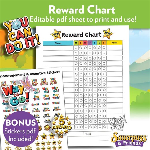 Editable Kids Weekly Reward Chart With Stickers, Good Behavior Tracker - Etsy