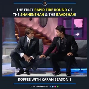 4.1M views · 47K reactions | The first rapid fire round of The Shahenshah & The Baadshah on Koffee with Karan Season 1! Amitabh Bachchan Shah Rukh Khan #AmitabhBachchan #ShahRukhKhan | Team SRK Warriors | Facebook
