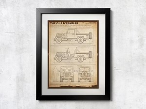 CJ-8 Scrambler Jeep Blueprint - Unframed Wall Print - Etsy