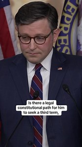 After President Trump said this weekend that he's "not joking" about running for a third term, House Speaker Mike Johnson told reporters Tuesday: "He's joked about it with me on stage before. You know, we take him at his word." Johnson added that he thinks Trump "recognizes the constitutional limitations" and there is not a movement to amend the Constitution to allow a third term. https://www.cbsnews.com/news/what-trump-has-said-about-pursuing-a-third-term/ | CBS News