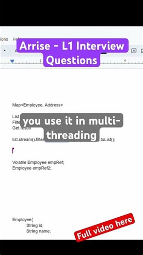 Java Interview Prep: Arrise 1st Round Questions Explained! #shorts #javainterviewquestions #java