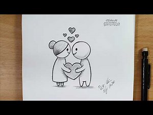 How to Draw Two Lovers with a Heart | Easy Step by Step Drawing