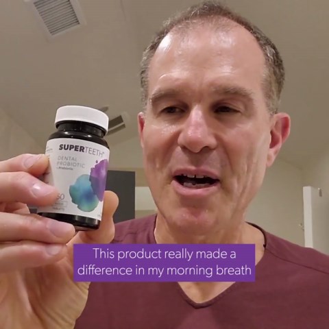 SuperTeeth Oral Probiotics for Mouth Bad Breath & Cavities, Oral Defense Dental Probiotic to Support Healthy Teeth & Gums, Lactobacillus Reuteri Chewable for Kids & Adults, 60 Mint Tablets