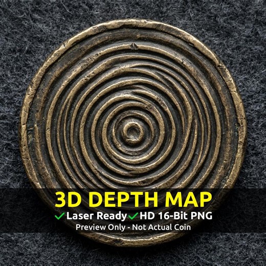 Coin Depth Map, Fiber Laser Engraving File, Lightburn, Grayscale Height Map, Embossing, CNC, PNG, Concentric Water Ripples Hypnotic Patterns - Etsy