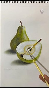 How to Do Realistic Painting - pear 🍐 #art