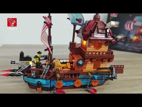 Pirate Ship Building Blocks Set (916 Pieces) with LED Lights - Creative Toy for Kids & Adults