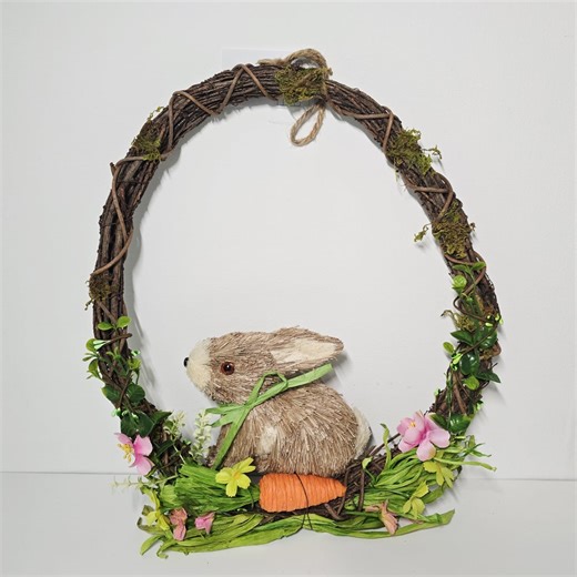 Rustic Easter Bunny Wreath, Spring Door Decoration, Farmhouse Decor - Etsy