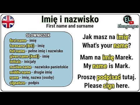 Imię i nazwisko, formularz po angielsku - First name and surname in English - Dane osobowe