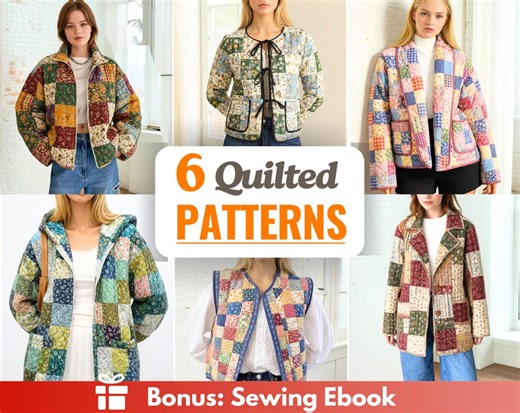 Quilted Patterns| Women Sewing Patterns | Jacket Sewing Pattern | Vest Pattern | Patchwork Patterns | Quilted Coat Patterns for Women - Etsy