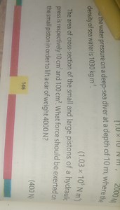 the water pressure on a deep-sea diver at a depth of 10 m , whe... | Filo