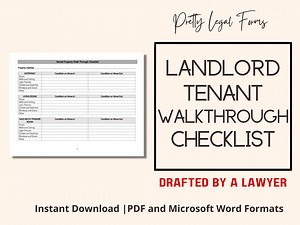 Landlord Tenant Walkthrough Checklist, Property Inspection Checklist Template, Rental Move Checklist Printable Form - Etsy