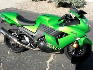 2009 ZX-14, Muzzy's M10 + Carbon Oval, Candy Lime Green
