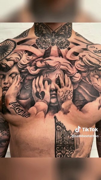 @Zeph on the third session of this epic chest piece at @Blackpalmtattoos #london #tattoo