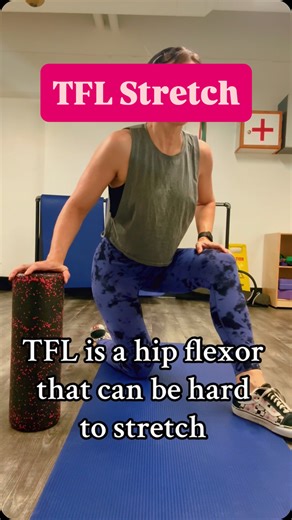Kat | Next Phase Fitness on Instagram: "🤌 TFL Stretch - TFL is a pesky little buggar when it gets tight. Myofascial release doesn’t quite release on its own and is best paired with a stretch. But Stretching the TFL can be a challenging proposition. If you have access to a sturdy, fixed object like a squat rack, it can be easier to anchor yourself when leaning, but if not, this is a good alternative. If you can’t use those pre-made programs because you need too many modifications and you’re look