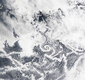 Seen from Space, Ships Leaves Clouds in Their Wake