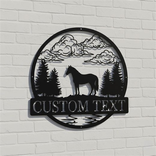 Personalized Horse Metal Wall Sign, Custom Ranch Name Sign, Rustic Farm Outdoor Metal Decor - Etsy