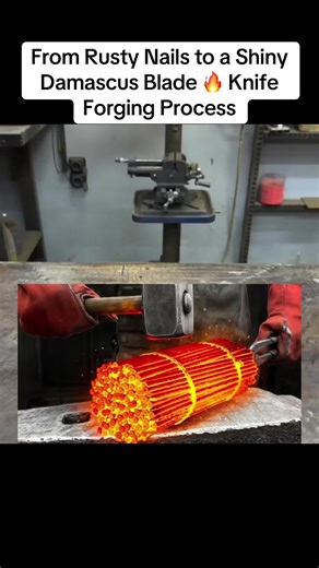 Part 1: From Rusty Nails to a Shiny Damascus Blade 🔥 Knife Forging Process #knife #makingmemories #damascus #making #makingthecut