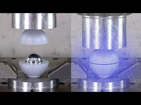 Crushing Demon Core replika with hydraulic press