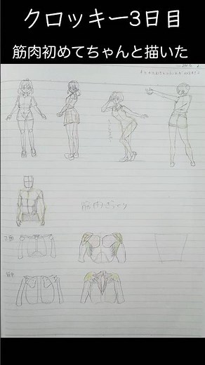 初心者、クロッキーで筋肉の付き方を学ぶ #成長記録 #毎日練習 #クロッキー