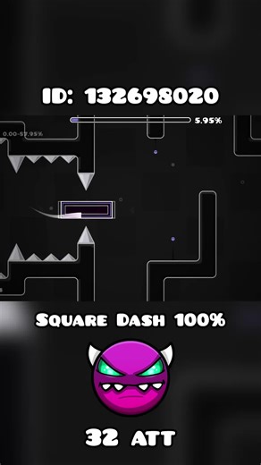 SQUARE DASH 100% // really easy medium demon, pretty fun. not much else to say #geometrydash #fyp #viral #xyzbca #wockst★rz