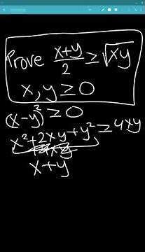 Prove (x+y)/2 ≥ sqrt(xy)