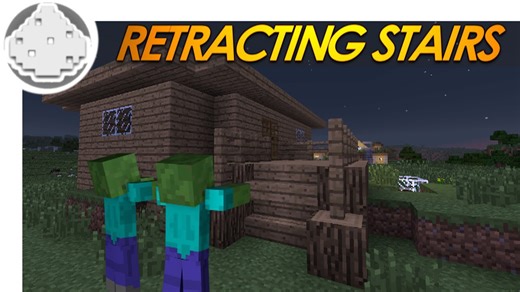 Minecraft Redstone: RETRACTING STAIRS! How to Keep Zombies Out of Your House! (Minecraft Redstone)