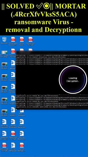 MORTAR (.4RcrXfvVksS5ACA) ransomware Virus #ransomware #trending #MORTAR #4RcrXfvVksS5ACA