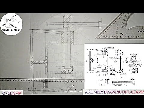 ASSEMBLY DRAWING OF A C-CLAMP #HOW TO ASSEMBLE C-CLAMP IN MACHINE DRAWING# #partlist #section view