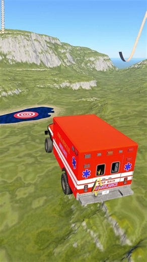 Ambulance vs Giant Ramp! 😱 #22 #beamngdrive #beamngshorts