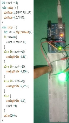 Control LED Brightness with a Push Button | Arduino PWM (analogWrite) Tutorial