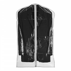 Econoco 20" x 40" Clear 3 Gauge Vinyl Zippered Garment Cover with Taffeta Finish and White Trim 40/C