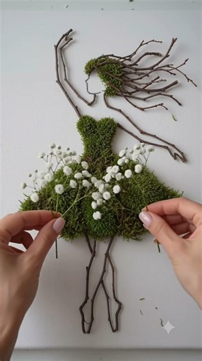 Turning Moss & Flowers Into a Stunning Ballerina Masterpiece! 🩰✨ #artshorts #diyart #diycrafts