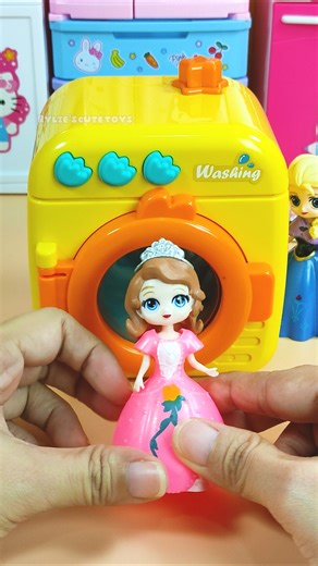 Satisfying Miniature: Washing Machine Princess Disney Cleaning Playset ASMR (No talking)