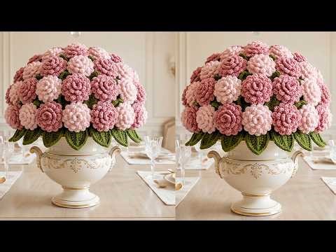 ¡INCREÍBLE! Teje flores de UNA SOLA TIRA con solo 2 PUNTOS 🌸 ¡Súper fácil y rápido!