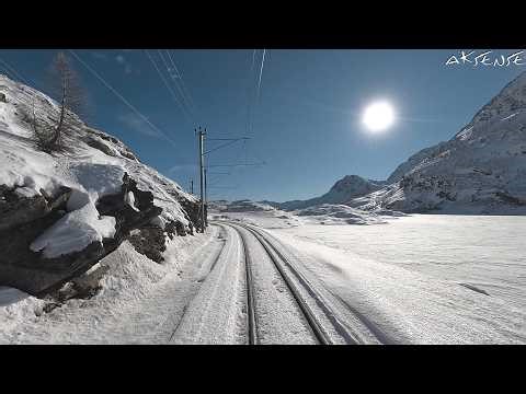 ❄️ Cab ride : Bernina Lagalb to Cavaglia Switzerland | Bernina Express Route - RhB Railway | 4K HDR