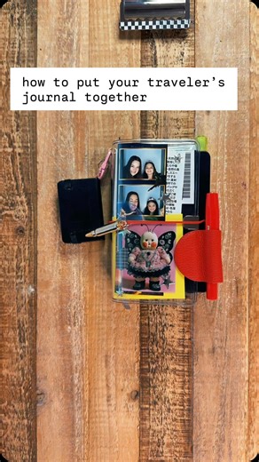 ZARITA on Instagram: "How to put together your travelers journal! You can also attach inserts together and thread them through that way! Totally customizable. Products: @cloth_and_paper pocket plus travelers notebook, graph paper insert, sticker book, credit card holder, leather pen loop bookmark, and elastic @moleskine mini notebook charm and sketchbook Binder clip from Hobby Lobby @kaweco.germany sport fountain pen, extra fine nib @pilotpenusa baby fountain pen #clothandpaper #pocketplus #trav