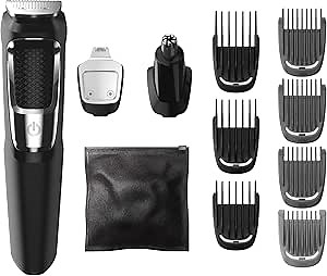 Philips Norelco Multigroom All-in-One Trimmer Series 3000 with 13 pieces - No Blade Oil Needed, MG3750/50
