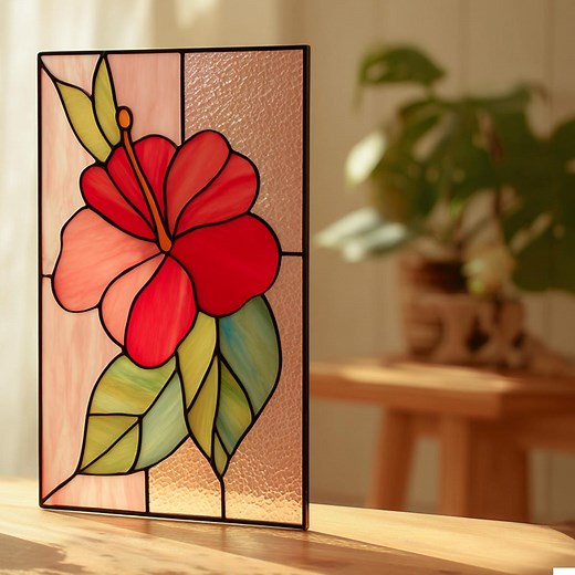 Hibiscus Flower Stained Glass Pattern: DIY Home Decor (PDF & PNG Files) - Etsy