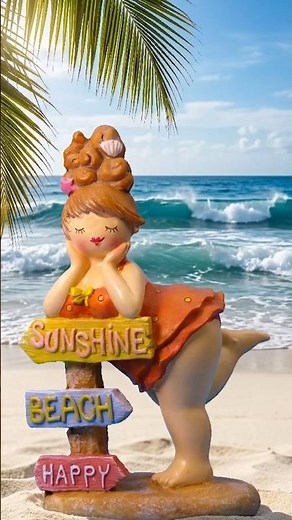 POMMERNTRAUM ® | Dekofigur maritime mollige Badenixe Rubensfigur mollige Dame Nana mit Schild SANDY