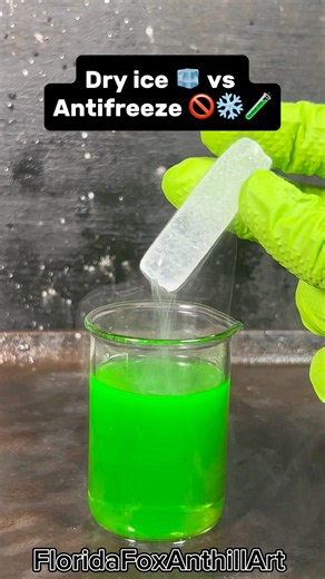 Dry ice 🧊 vs Antifreeze 🚫❄️🧪#Satisfying #Experiment #Science #ASMR #DryIce