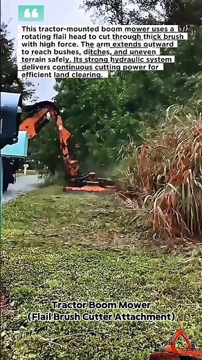 Powerful Tractor Boom Mower Clearing Dense Brush Fast #BrushCutting #LandWork #Mowing