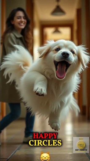 A adorable-fluffy-dog-explodes-with-joy. Lovely animals channel