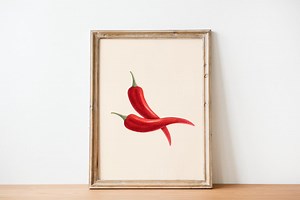 Retro Chilli Kitchen Print: Trendy Wall Art (digital Download) - Etsy