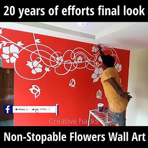 910K views · 26K reactions | free hand wall art for livingroom | Creative Hacks | Facebook