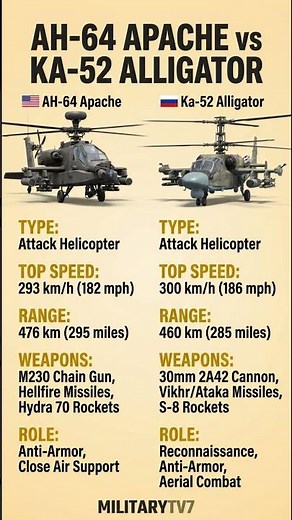 AH-64 Apache vs Ka-52 Alligator | Attack Helicopter Comparison 2025
