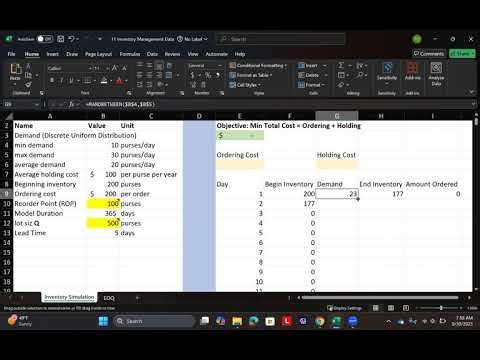 11 Inventory Management Simulation Excel Video