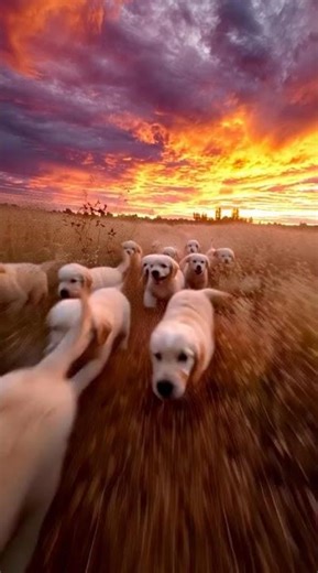 Golden Retriever Puppy POV 🐶✨ | Ultra Wide GoPro Adventure in Sunset Meadow!